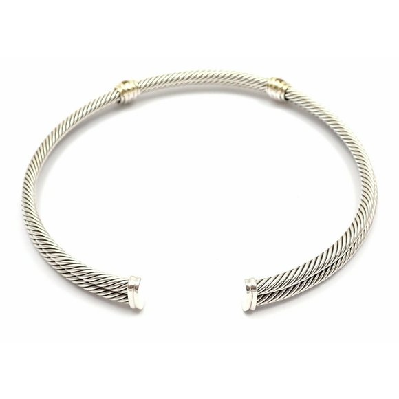 Authentic! David Yurman 14k Gold Silver Citrine Double Cable Collar Necklace - Picture 4 of 7